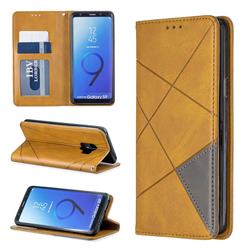 Prismatic Slim Magnetic Sucking Stitching Wallet Flip Cover for Samsung Galaxy S9 - Yellow
