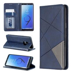Prismatic Slim Magnetic Sucking Stitching Wallet Flip Cover for Samsung Galaxy S9 - Blue