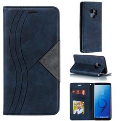 Retro S Streak Magnetic Leather Wallet Phone Case for Samsung Galaxy S9 - Blue