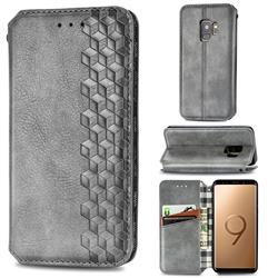 Ultra Slim Fashion Business Card Magnetic Automatic Suction Leather Flip Cover for Samsung Galaxy S9 - Grey