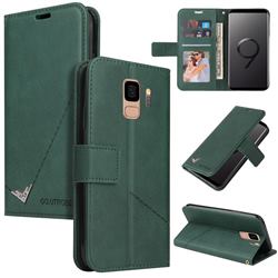 GQ.UTROBE Right Angle Silver Pendant Leather Wallet Phone Case for Samsung Galaxy S9 - Green