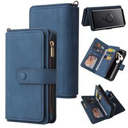 Luxury Multi-functional Zipper Wallet Leather Phone Case Cover for Samsung Galaxy S9 - Blue