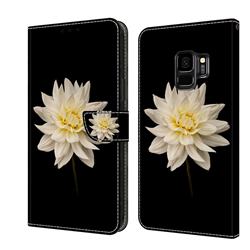 White Flower Crystal PU Leather Protective Wallet Case Cover for Samsung Galaxy S9
