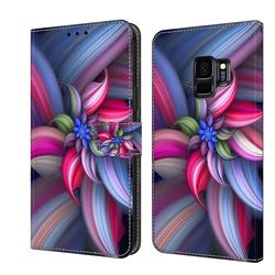 Colorful Flower Crystal PU Leather Protective Wallet Case Cover for Samsung Galaxy S9