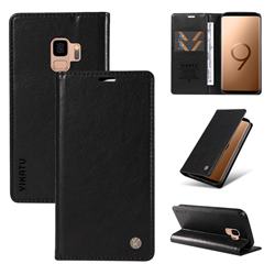 YIKATU Litchi Card Magnetic Automatic Suction Leather Flip Cover for Samsung Galaxy S9 - Black