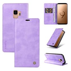 YIKATU Litchi Card Magnetic Automatic Suction Leather Flip Cover for Samsung Galaxy S9 - Purple
