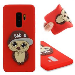 Bad Boy Owl Soft 3D Silicone Case for Samsung Galaxy S9 Plus(S9+) - Red