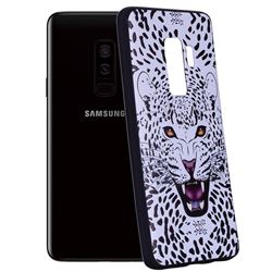 Snow Leopard 3D Embossed Relief Black Soft Back Cover for Samsung Galaxy S9 Plus(S9+)