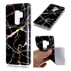 Color Plating Marble Pattern Soft TPU Case for Samsung Galaxy S9 Plus(S9+) - Black