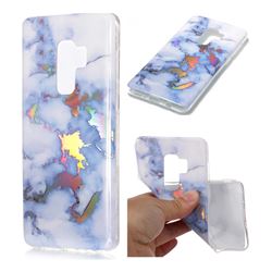 Color Plating Marble Pattern Soft TPU Case for Samsung Galaxy S9 Plus(S9+) - Blue
