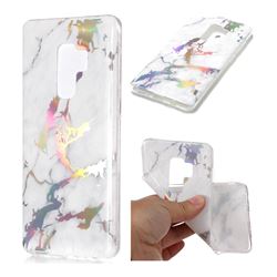 Color Plating Marble Pattern Soft TPU Case for Samsung Galaxy S9 Plus(S9+) - White