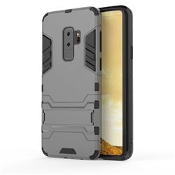 Armor Premium Tactical Grip Kickstand Shockproof Dual Layer Rugged Hard Cover for Samsung Galaxy S9 Plus(S9+) - Gray