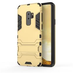 Armor Premium Tactical Grip Kickstand Shockproof Dual Layer Rugged Hard Cover for Samsung Galaxy S9 Plus(S9+) - Golden