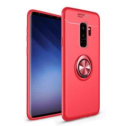Auto Focus Invisible Ring Holder Soft Phone Case for Samsung Galaxy S9 Plus(S9+) - Red