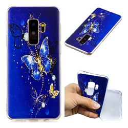 Gold and Blue Butterfly Super Clear Soft TPU Back Cover for Samsung Galaxy S9 Plus(S9+)