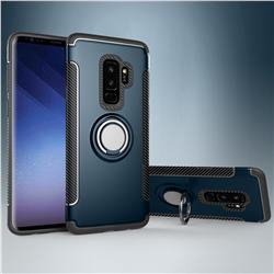 Armor Anti Drop Carbon PC + Silicon Invisible Ring Holder Phone Case for Samsung Galaxy S9 Plus(S9+) - Navy