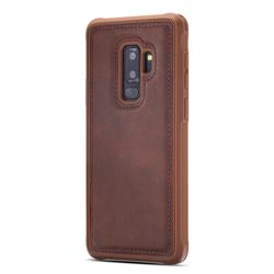Luxury Shatter-resistant Leather Coated Phone Back Cover for Samsung Galaxy S9 Plus(S9+) - Coffee