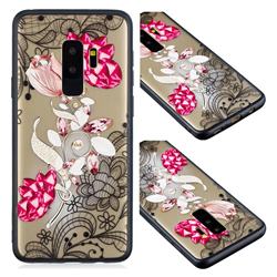 Tulip Lace Diamond Flower Soft TPU Back Cover for Samsung Galaxy S9 Plus(S9+)