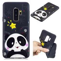 Cute Bear 3D Embossed Relief Black TPU Cell Phone Back Cover for Samsung Galaxy S9 Plus(S9+)