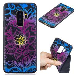 Colorful Lace 3D Embossed Relief Black TPU Cell Phone Back Cover for Samsung Galaxy S9 Plus(S9+)