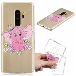 Tiny Pink Elephant Clear Varnish Soft Phone Back Cover for Samsung Galaxy S9 Plus(S9+)