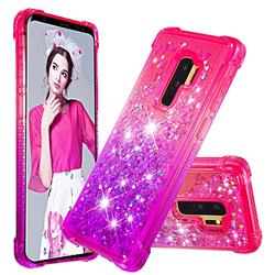 Rainbow Gradient Liquid Glitter Quicksand Sequins Phone Case for Samsung Galaxy S9 Plus(S9+) - Pink Purple