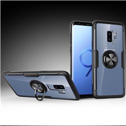 Acrylic Glass Carbon Invisible Ring Holder Phone Cover for Samsung Galaxy S9 Plus(S9+) - Black