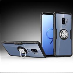 Acrylic Glass Carbon Invisible Ring Holder Phone Cover for Samsung Galaxy S9 Plus(S9+) - Silver Black