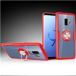 Acrylic Glass Carbon Invisible Ring Holder Phone Cover for Samsung Galaxy S9 Plus(S9+) - Charm Red