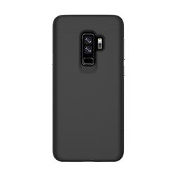 Triangle Texture Shockproof Hybrid Rugged Armor Defender Phone Case for Samsung Galaxy S9 Plus(S9+) - Black