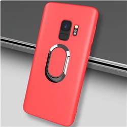 Anti-fall Invisible 360 Rotating Ring Grip Holder Kickstand Phone Cover for Samsung Galaxy S9 Plus(S9+) - Red