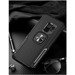 Knight Armor Anti Drop PC + Silicone Invisible Ring Holder Phone Cover for Samsung Galaxy S9 Plus(S9+) - Black