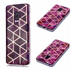Purple Rhombus Galvanized Rose Gold Marble Phone Back Cover for Samsung Galaxy S9 Plus(S9+)