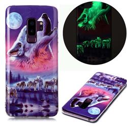 Wolf Howling Noctilucent Soft TPU Back Cover for Samsung Galaxy S9 Plus(S9+)