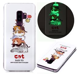 Cute Cat Noctilucent Soft TPU Back Cover for Samsung Galaxy S9 Plus(S9+)
