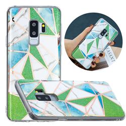 Green Triangle Painted Marble Electroplating Protective Case for Samsung Galaxy S9 Plus(S9+)