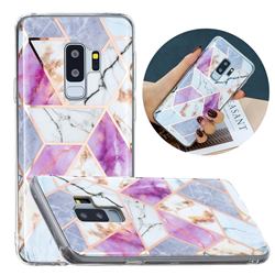 Purple and White Painted Marble Electroplating Protective Case for Samsung Galaxy S9 Plus(S9+)