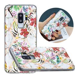 Tropical Rainforest Flower Painted Marble Electroplating Protective Case for Samsung Galaxy S9 Plus(S9+)