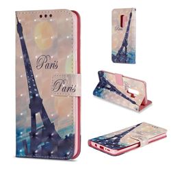 Leaning Eiffel Tower 3D Painted Leather Wallet Case for Samsung Galaxy S9 Plus(S9+)