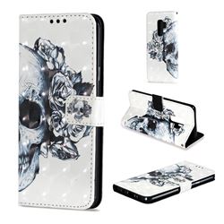 Skull Flower 3D Painted Leather Wallet Case for Samsung Galaxy S9 Plus(S9+)