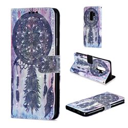Black Campanula 3D Painted Leather Wallet Case for Samsung Galaxy S9 Plus(S9+)