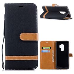 Jeans Cowboy Denim Leather Wallet Case for Samsung Galaxy S9 Plus(S9+) - Black
