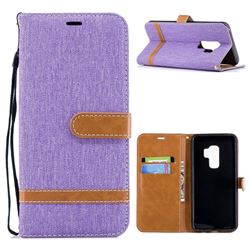 Jeans Cowboy Denim Leather Wallet Case for Samsung Galaxy S9 Plus(S9+) - Purple