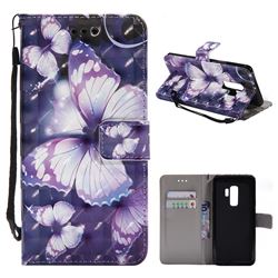 Violet butterfly 3D Painted Leather Wallet Case for Samsung Galaxy S9 Plus(S9+)