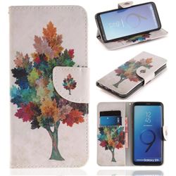 Colored Tree PU Leather Wallet Case for Samsung Galaxy S9 Plus(S9+)