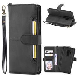 Retro Multi-functional Detachable Leather Wallet Phone Case for Samsung Galaxy S9 Plus(S9+) - Black