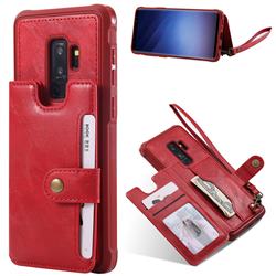 Retro Aristocratic Demeanor Anti-fall Leather Phone Back Cover for Samsung Galaxy S9 Plus(S9+) - Red