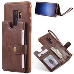 Retro Aristocratic Demeanor Anti-fall Leather Phone Back Cover for Samsung Galaxy S9 Plus(S9+) - Coffee