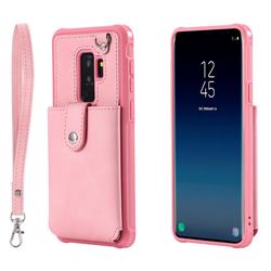 Retro Luxury Anti-fall Mirror Leather Phone Back Cover for Samsung Galaxy S9 Plus(S9+) - Pink