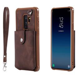 Retro Luxury Anti-fall Mirror Leather Phone Back Cover for Samsung Galaxy S9 Plus(S9+) - Coffee